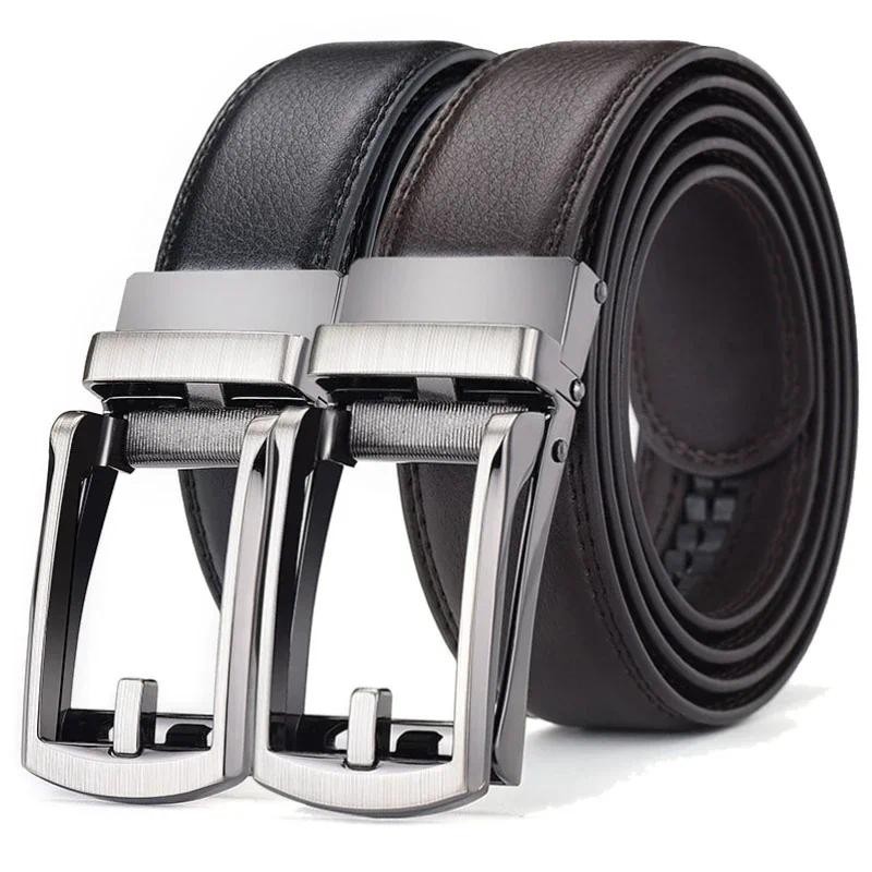 Cinto De Clique Masculino Negócios Designer De Luxo Marca Cintos De Couro Genuíno Jeans Automático Ajustável Liga Fivela Cintas De Cintura