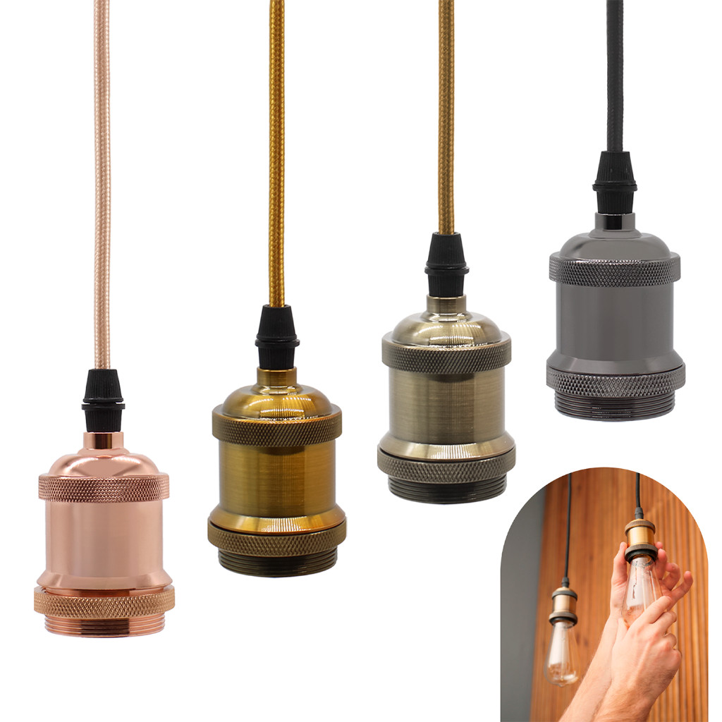 Pendente Vintage Retro Simples E27 Soquete Decoração Teto em Oferta na Shopee