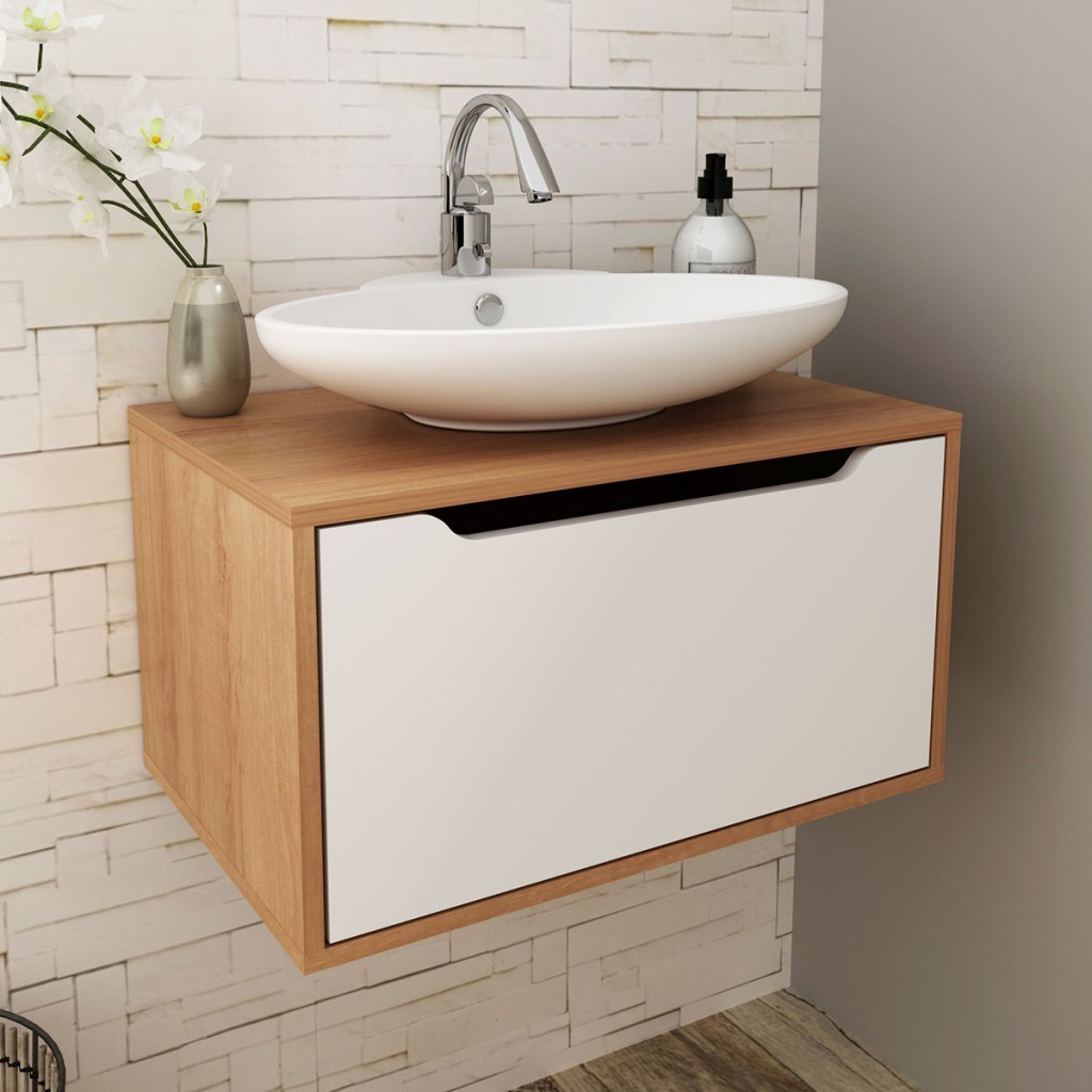 Armário de Banheiro 1 Porta Bn3646 Amêndoa/Branco - Tecno Mobili - Home & Living