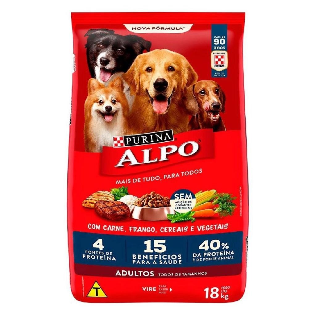 Ração Seca Purina Alpo para Cães Adultos Carne, Frango, Cereais e Vegetais 18kg
