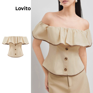 Lovito Blusa Colorblock Elegante com Botões Simples para Mulheres L104ED620 em Oferta na Shopee