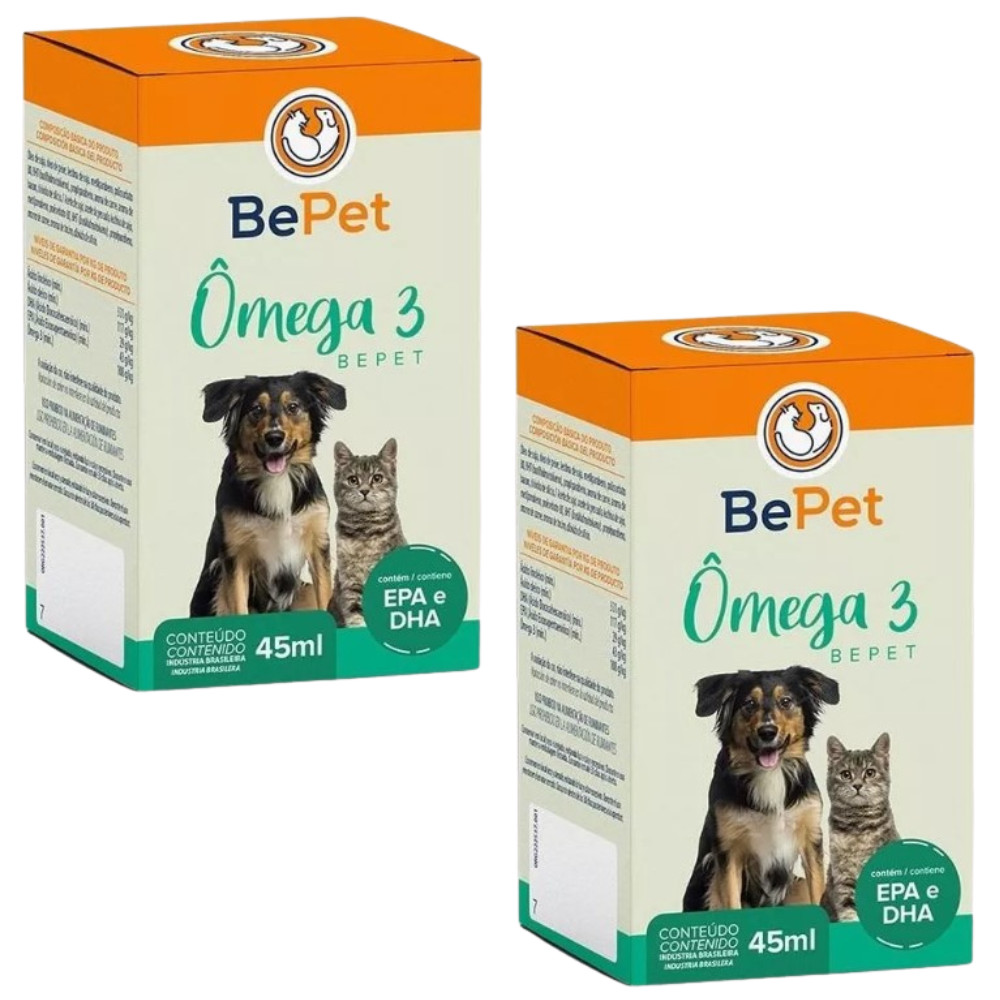 Kit 2 Suplemento Omega 3 Cão e gato Omega 3 Bepet 45ml em Oferta na Shopee