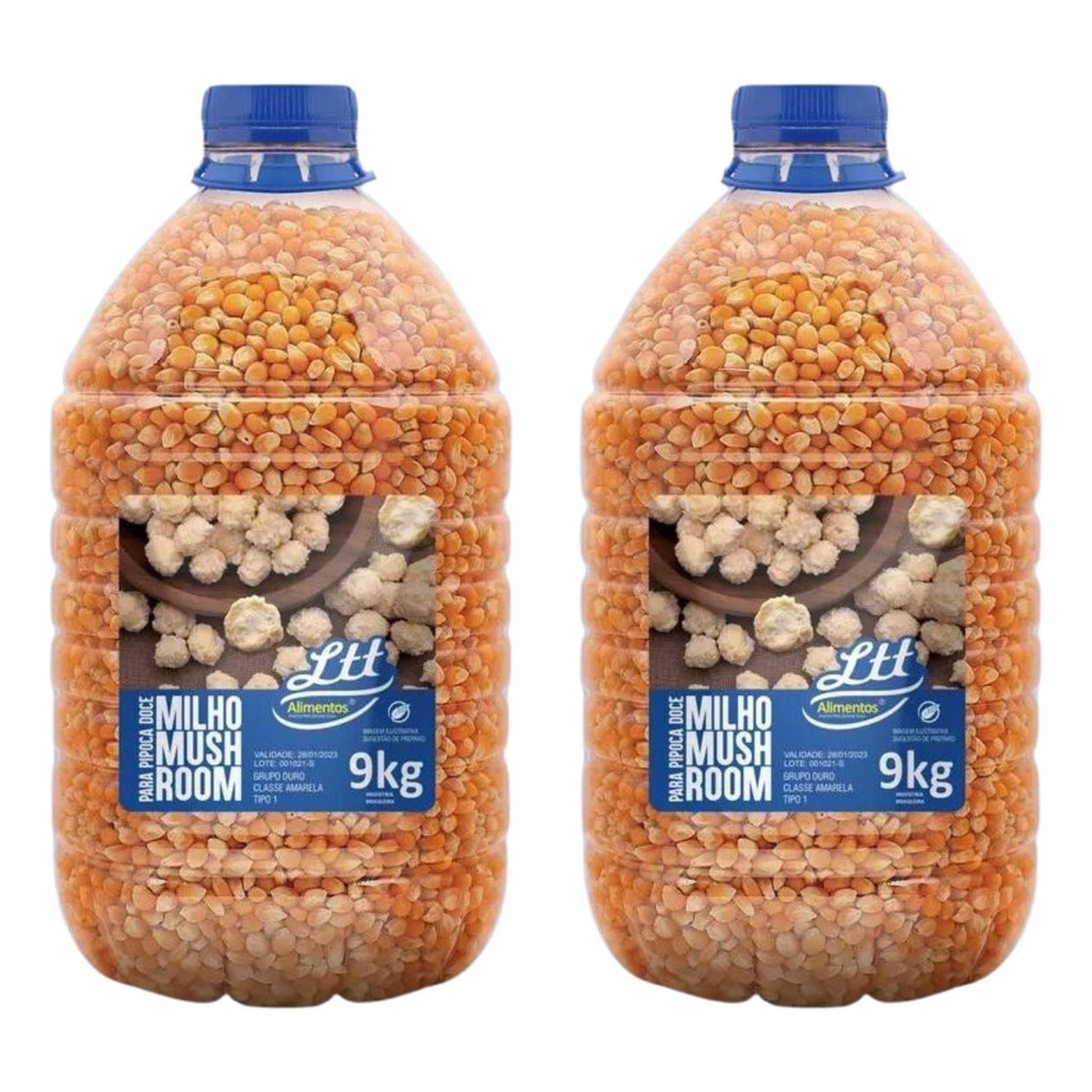 Milho Para Pipoca Mushroom 18 Kilo 2 Galão Super Grão Ltt