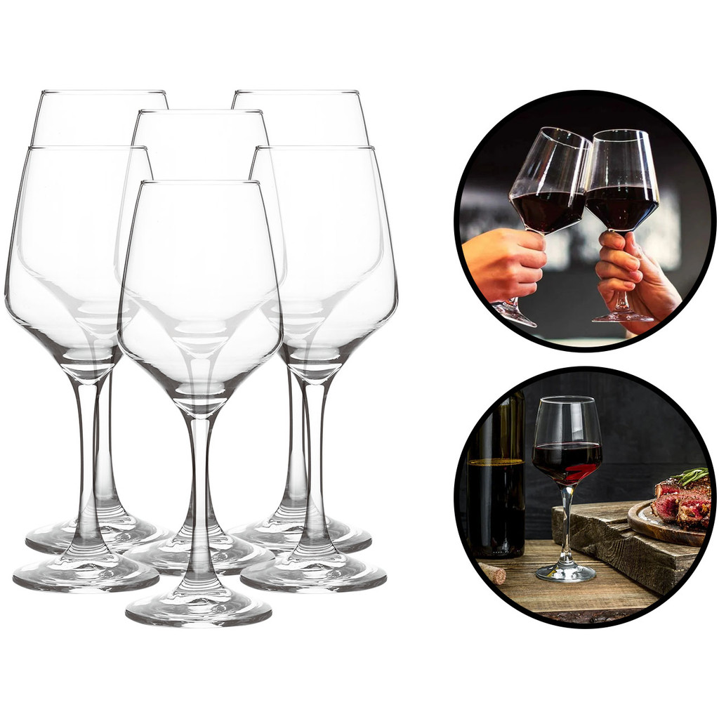 Conjunto De Taças Em Vidro Transparente Para Vinho 6 Unidades Capacidade De 360ml Flux