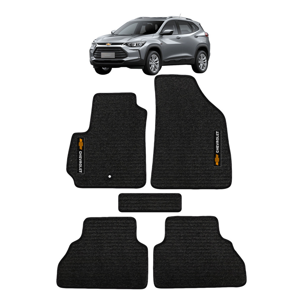 Kit de tapetes 5 peças específico Tracker Turbo 2020 21 22 23 24 2025 Carpete Preto