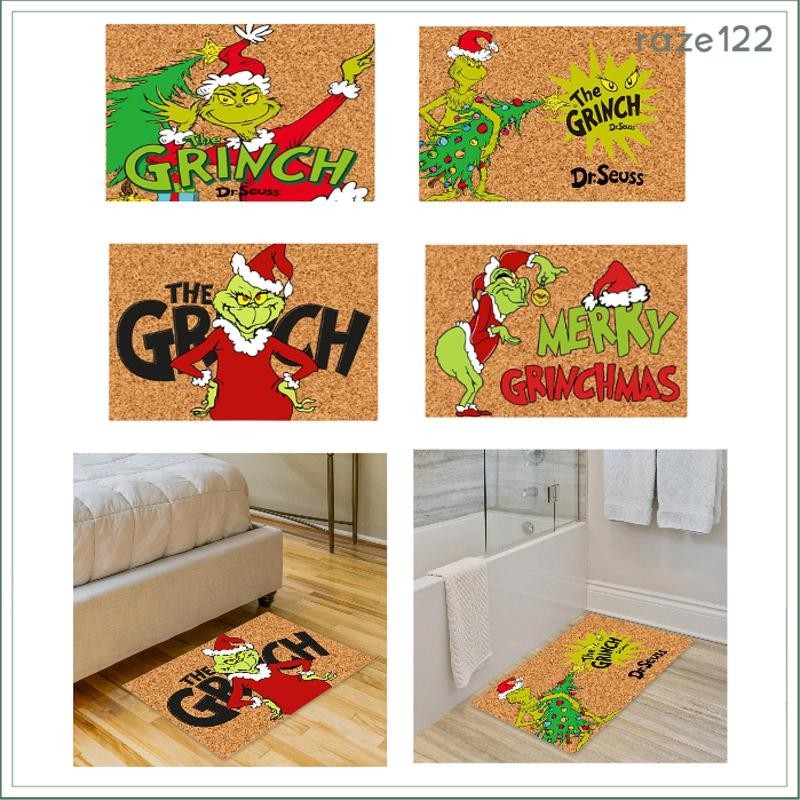 [Raze122] Tapete De Porta De Monstro Verde De Natal Boas-Vindas Engraçado Absorvente Decoração De Casa Personagem De Des