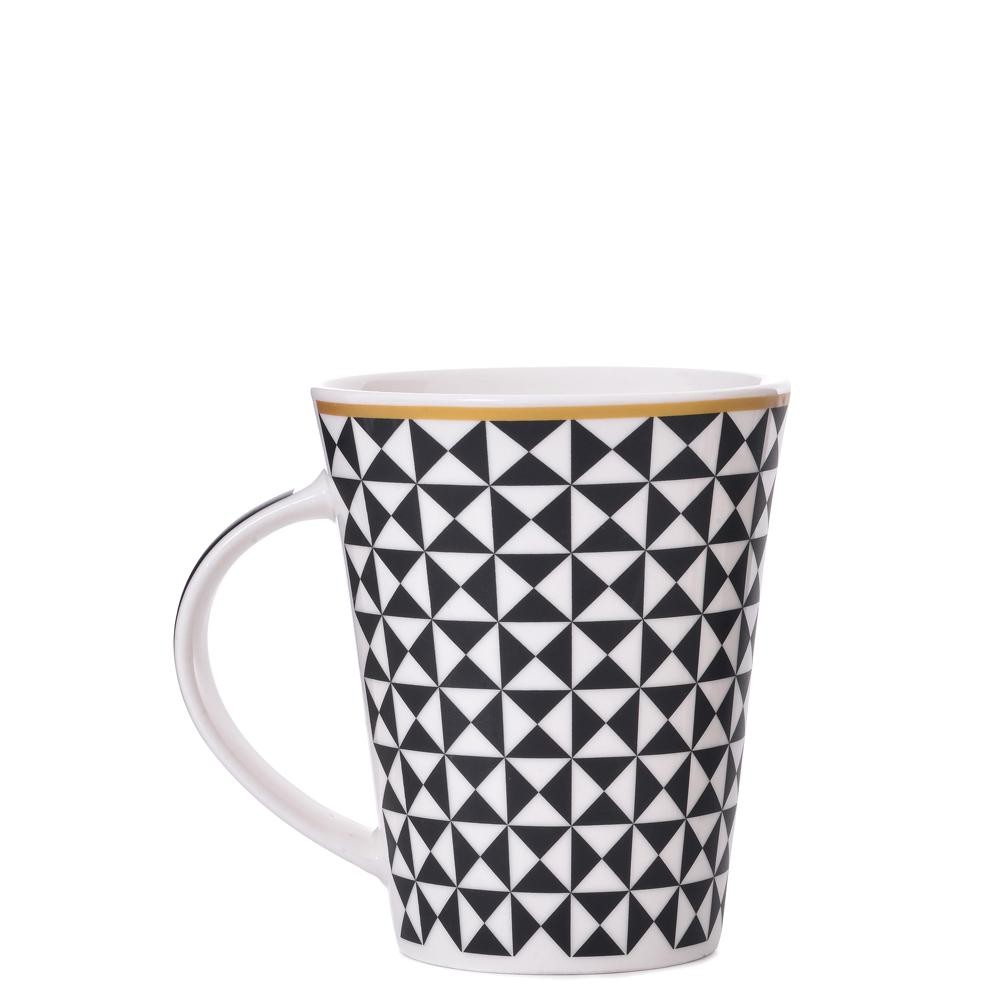 Caneca MUG Triângulos 370ml em Porcelana