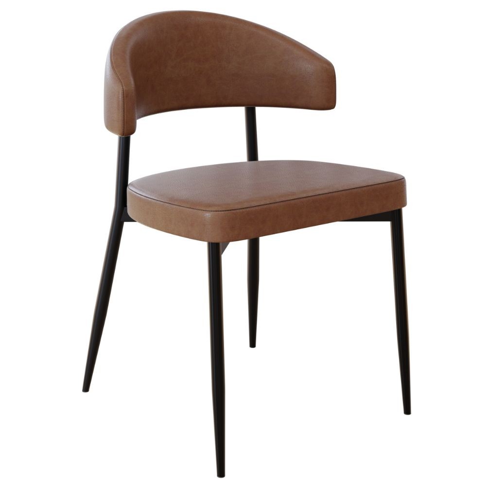 Cadeira Estofada Para Sala de Jantar Serena Preto C01 Courino Whisky - Lyam Decor - Home & Living