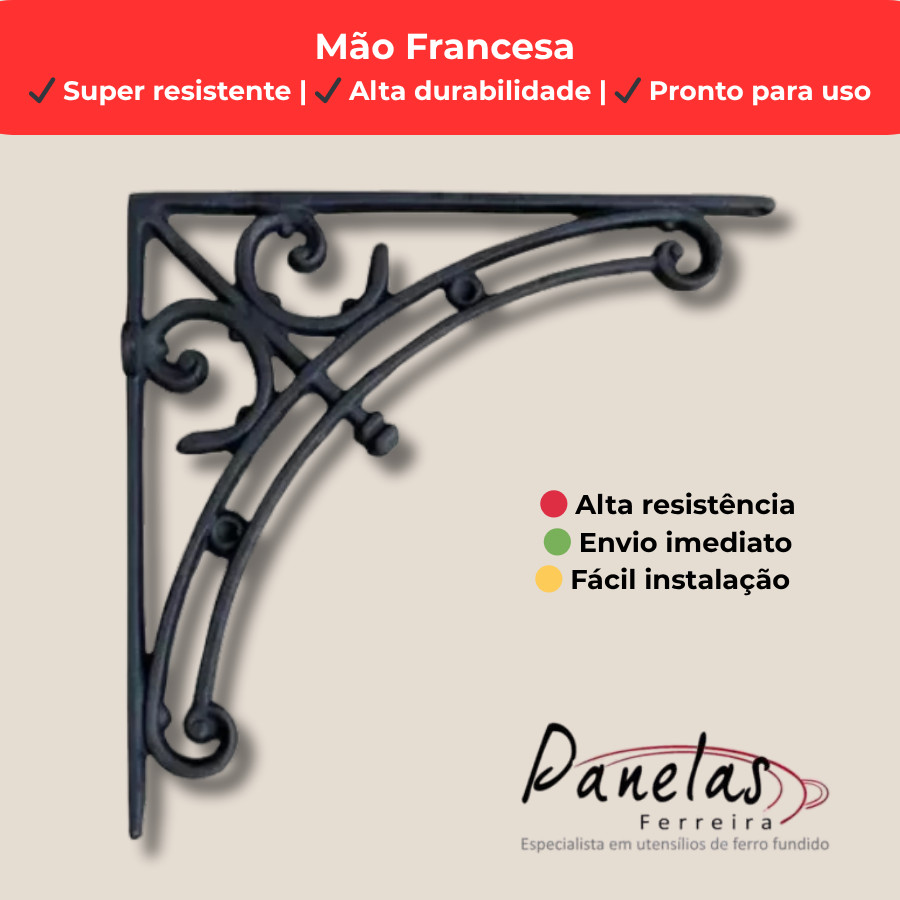 Mão Francesa De Ferro Cantoneira Suporte Para Prateleira  Resistente Suporte Decorativo 38x40
