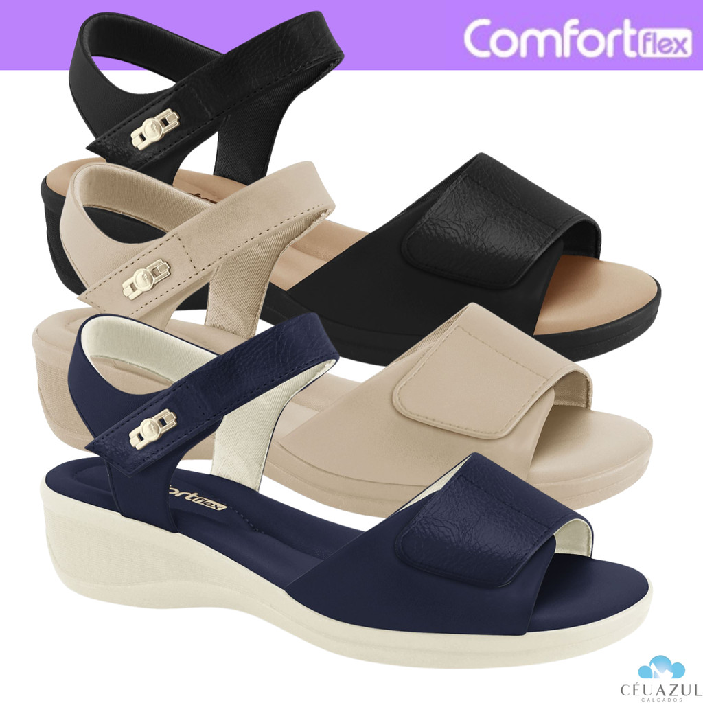 Sandália Comfortflex Feminina Confortável Velcro Conforto em Oferta na Shopee