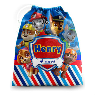 10 Sacolinhas Personalizadas de tecido festa de aniversário Patrulha Canina Azul E Vermelha em Oferta na Shopee