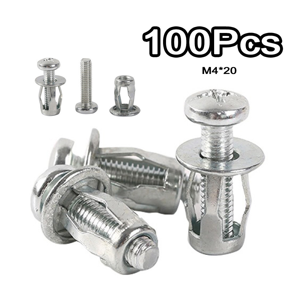 100 Pcs Parafuso De Expansão Porca De Chapa De Ferro M4x20mm