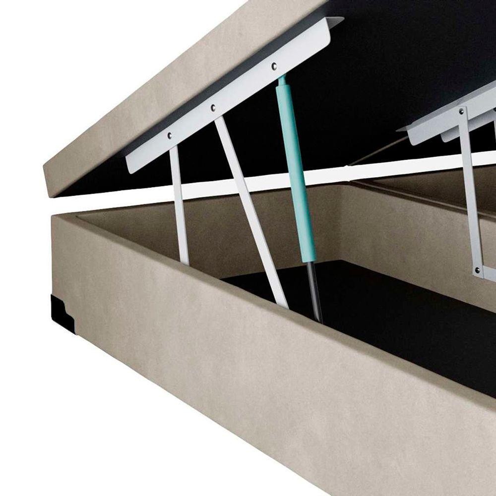 Cama Box Baú Blindado King Bipartido Homequeen Suede Bege 41x193x203 — imagem 2 de 2