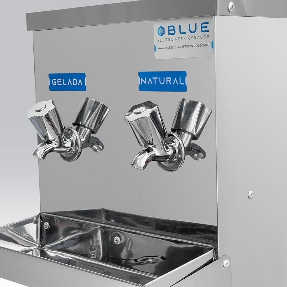 Detalhes do Bebedouro Purificador Industrial Blue Bancada 2 Torneiras Natural E Gelada 10L 2T Inox 220V