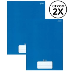 Kit Com 2 Caderno Brochura 96 Fls Pautado Capa Dura - Stiff COR:AZUL
