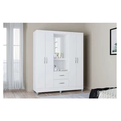 Guarda Roupa Solteiro Ambiente Cordoba 4 Portas Branco Brilho - Poquema