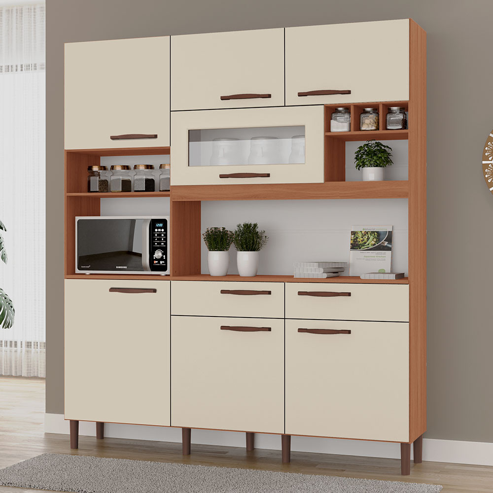 Armário de Cozinha Siena 100% MDF Tuboarte 7 Portas e 2 Gavetas em Oferta na Shopee