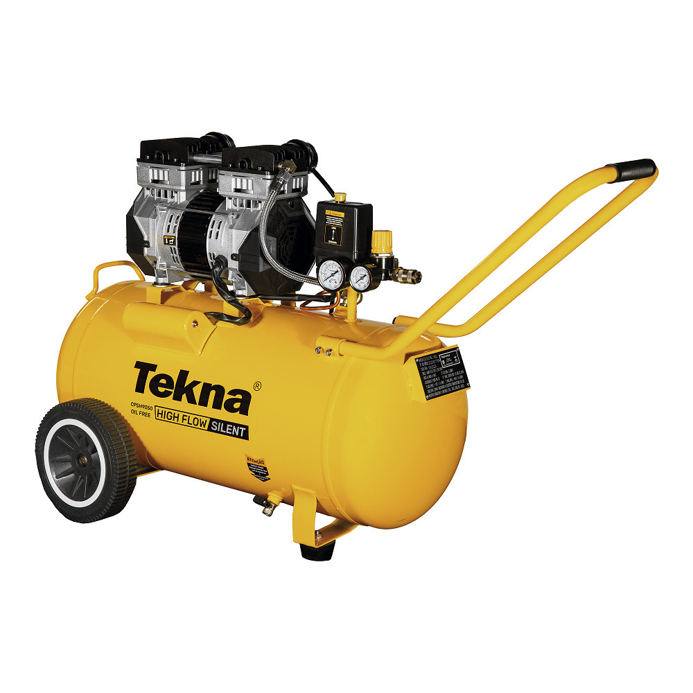 Detalhes do Compressor de Ar Silencioso 2.5Hp 50 Litros Isento de óleo Com Kit Pintura Pistola Mangueira