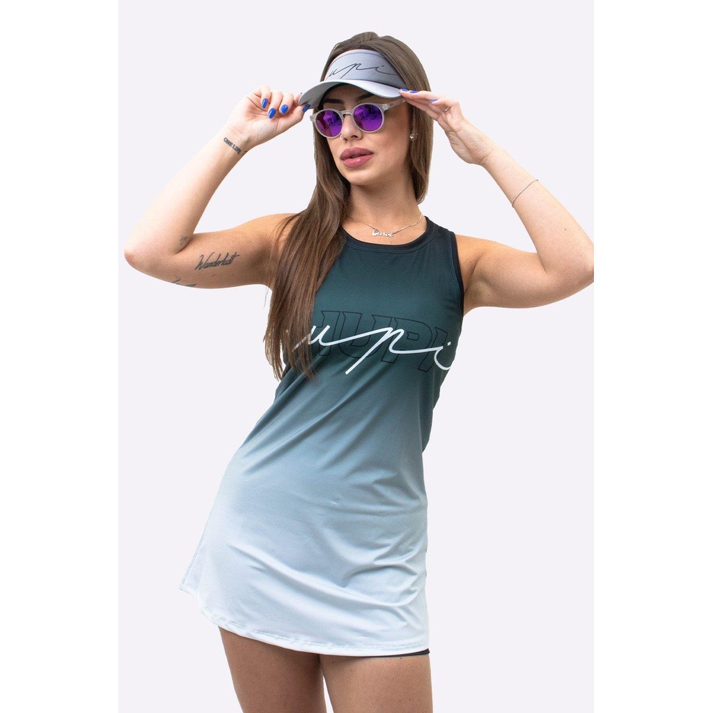Vestido Padel / Beach Tennis Com Shorts Poliéster HUPI Colors Cinza