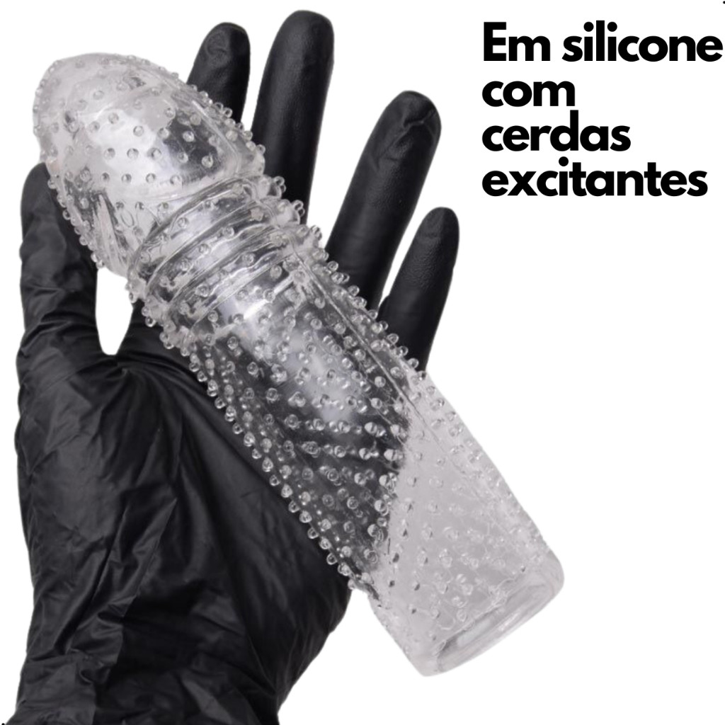 Capa Peniana em Silicone Extensora com Cerdas Massageadoras Reutilizável Masculina.