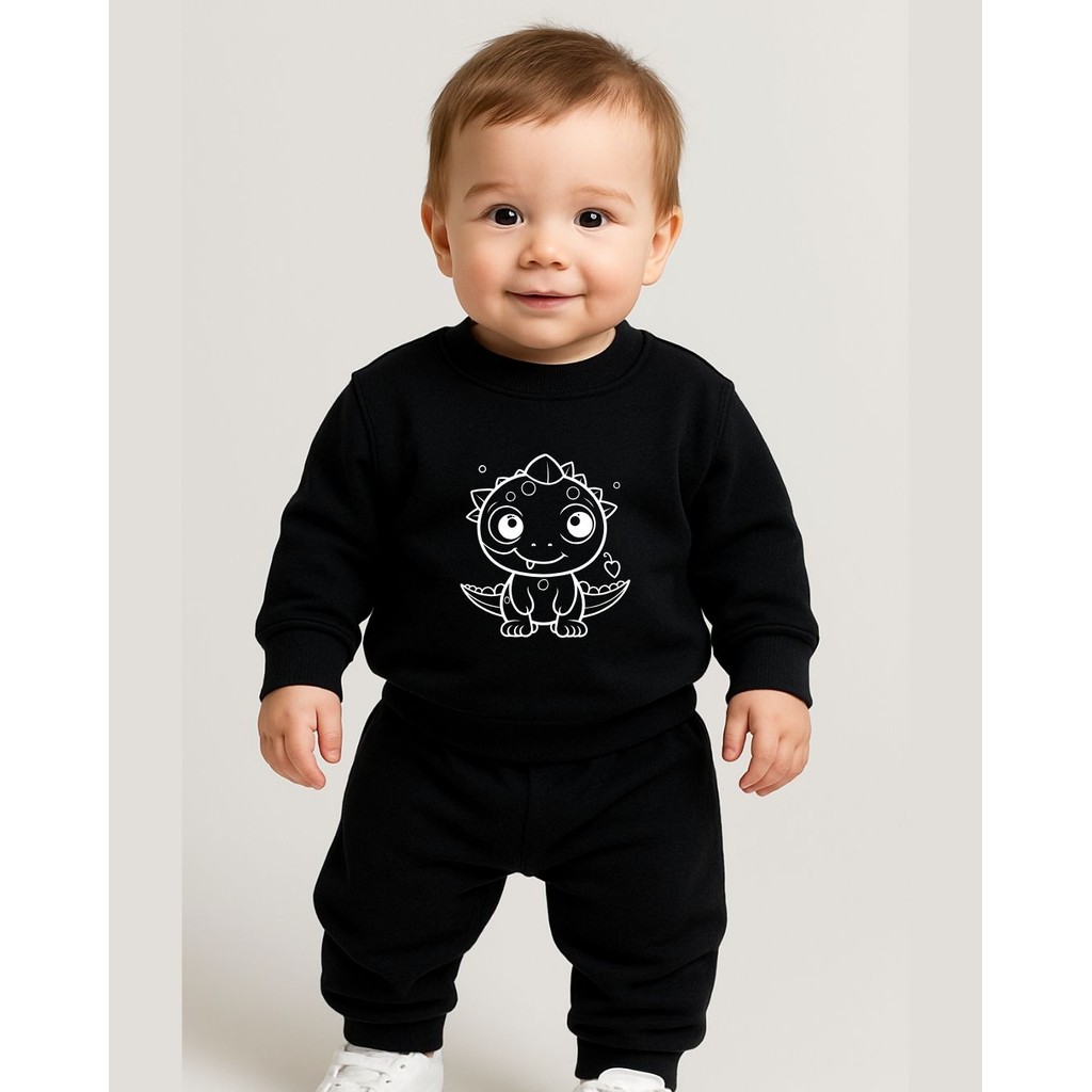 Conjunto Inverno Bebê | Moletom Felpado Secagem Rápida - Estampado Dinossauro Menino
