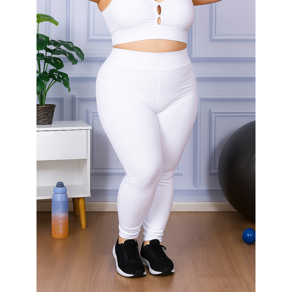 Calças Leggings Feminina Plus Size Branca E Coloridas em Oferta na Shopee