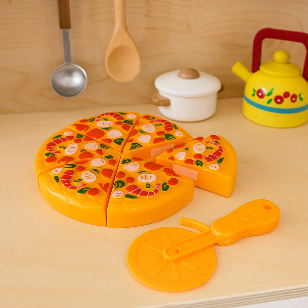Kit Pizza Gruda e Desgruda Crec Brinquedo Infantil Fast Food