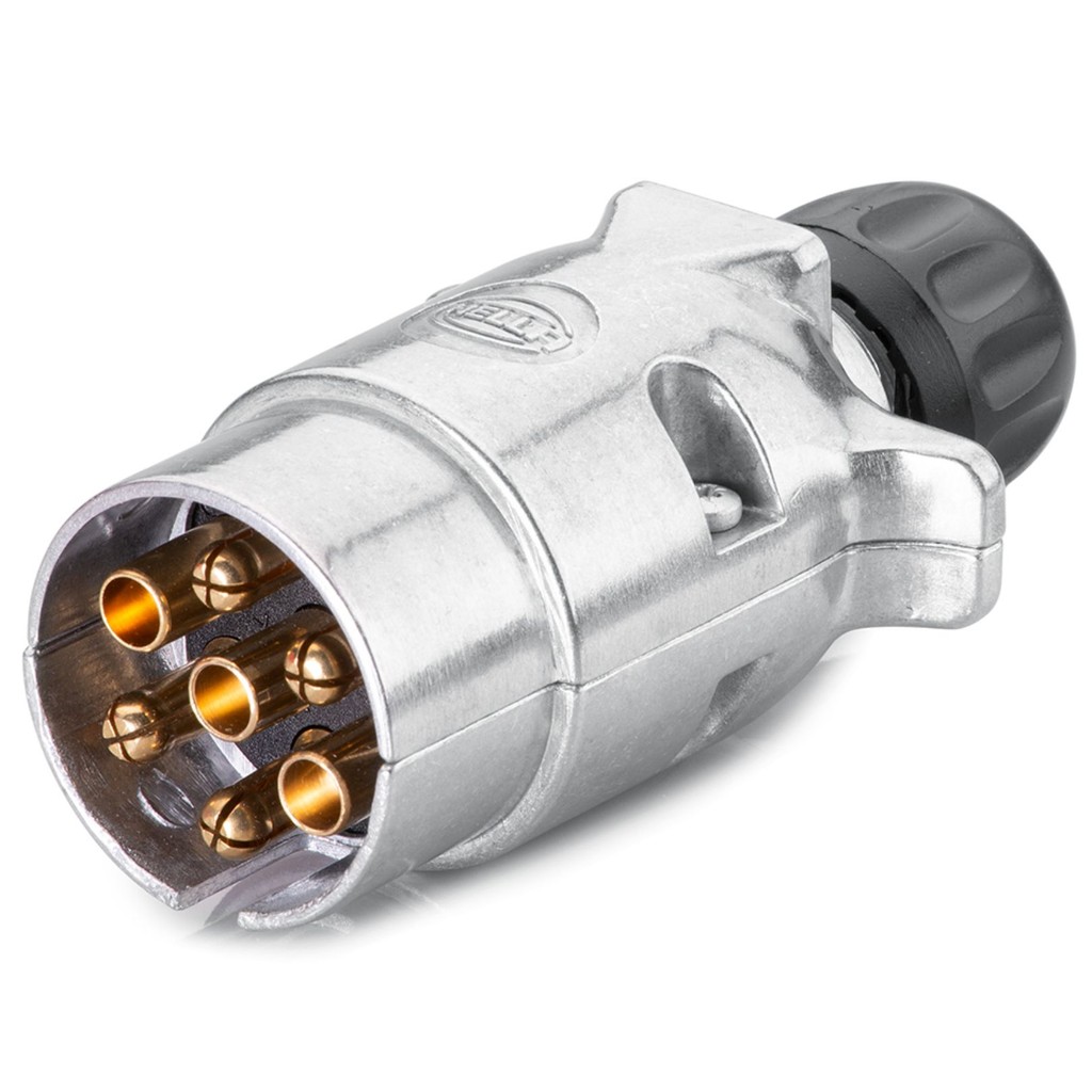 Tomada Elétrica Engate para Carretinha Redonda Metal Alumínio 7 Pólos Macho em Oferta na Shopee