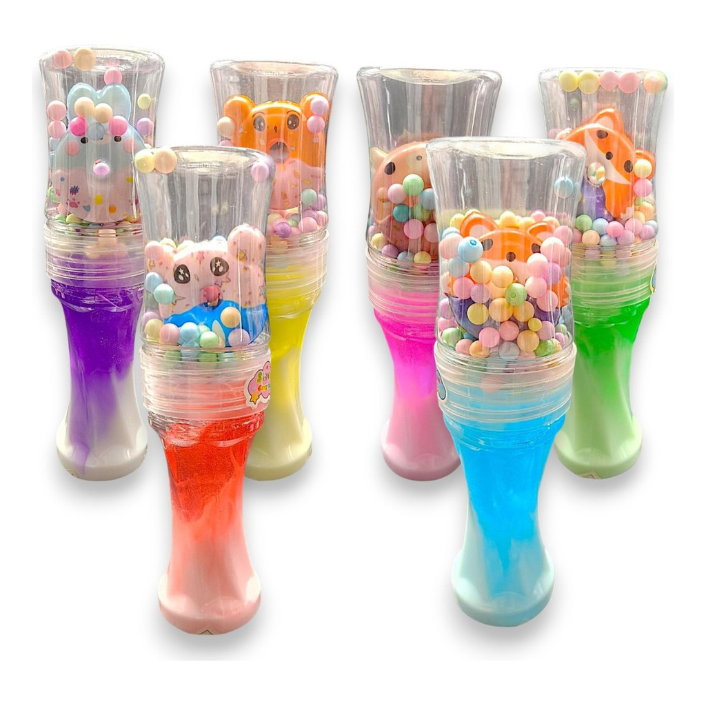 Slime Mix Bolinhas com Squishy Massinha Antistress Geleca c/ Glitter e Bolinha Massa Divertida