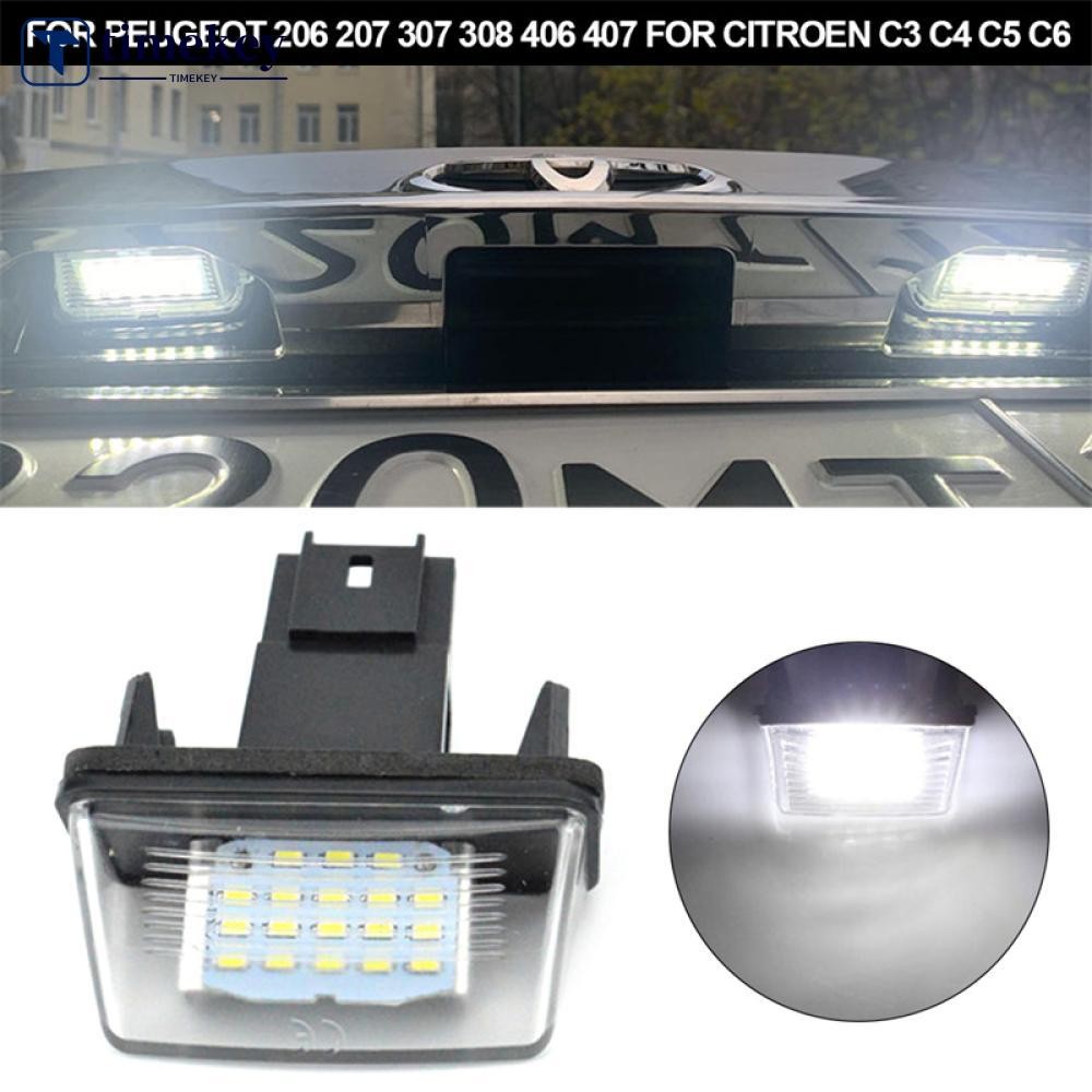 TIMEKEY 1PC 18LED Lâmpada De Luz Da Placa De Licença Do Carro 12V 6500K Para Peugeot 206 207 307 308 406 407 Citroen C3