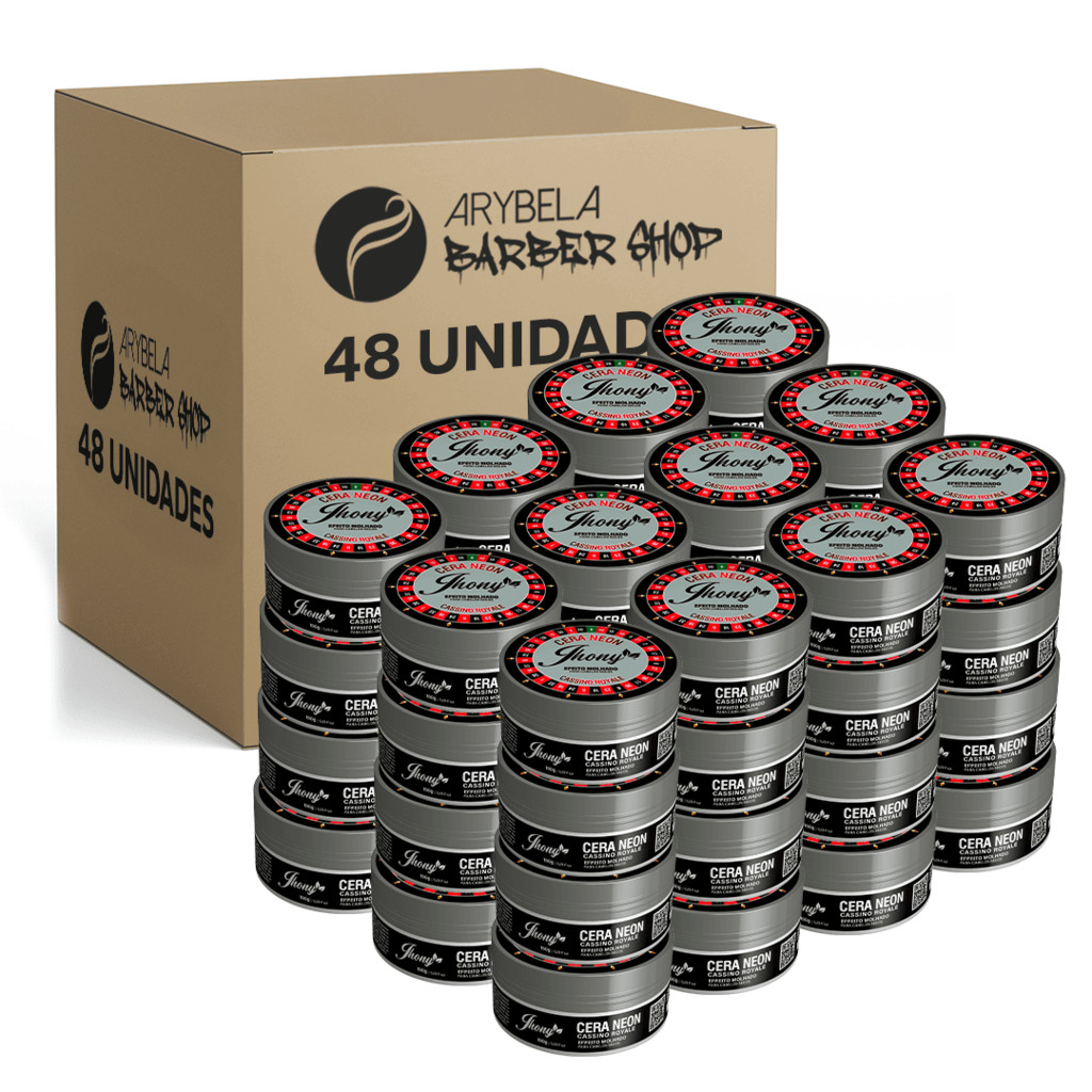 PACK 48 UN - CERA MODELADORA NEON CASSINO ROYALE EFEITO MOLHADO 150G - JHONY BARBER