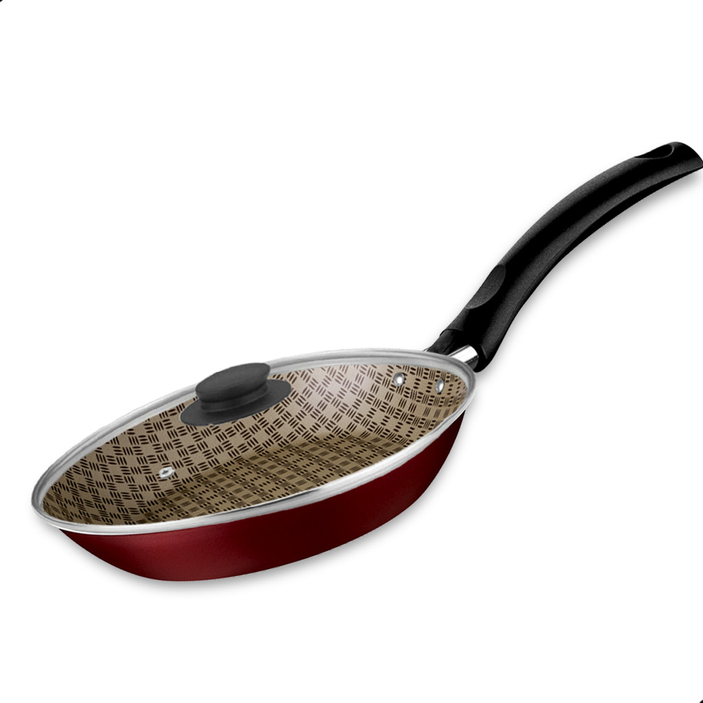 Frigideira com tampa tramontina antiaderente 20cm vermelha em Oferta na Shopee