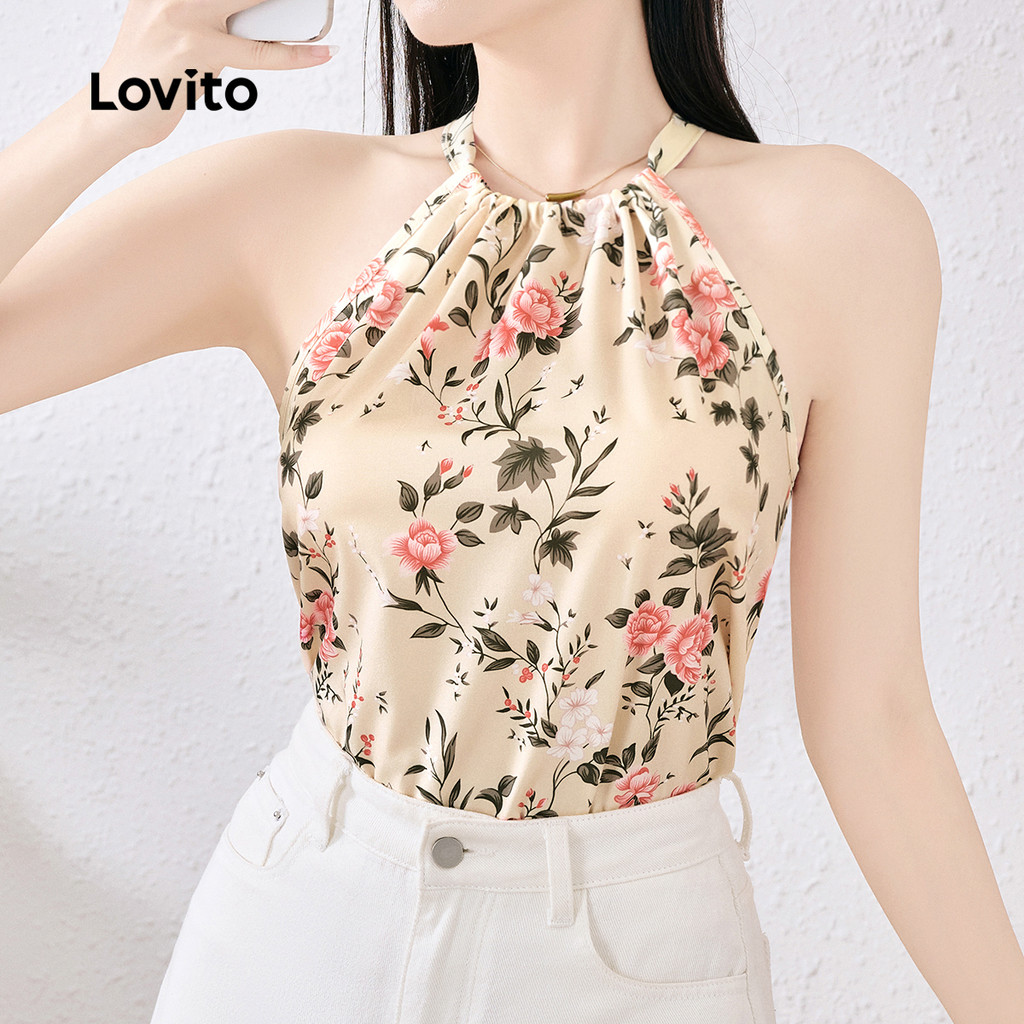 Lovito Top Boho Com Cordão E Amarração Nas Costas Estilo Resort Primavera/verão Para Mulheres L137ED657 em Oferta na Shopee