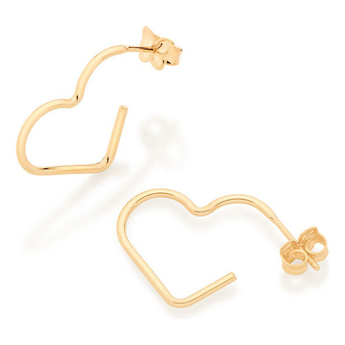 Brinco Rommanel Meia Argola Formato Coração 2,0 Centimetros 526613 em Oferta na Shopee