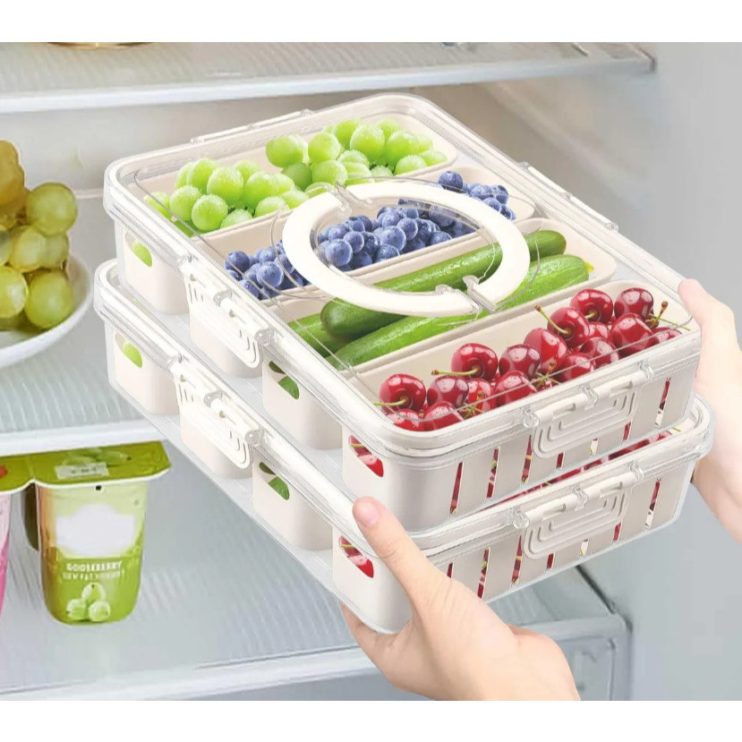 Kit Organizador de Geladeira Alimentos Vegetais com Divisórias Removíveis e Design de Vedação em Oferta na Shopee