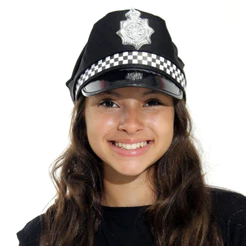 Chapéu Policial Acessório Quepe Adulto Preto Com Distintivo