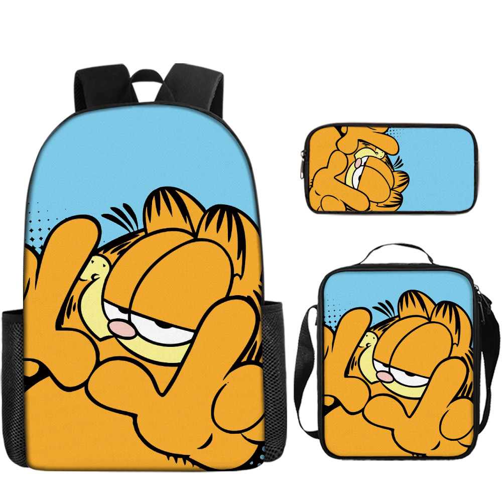 Mochila Garfield De Desenho Animado De 16 Polegadas Reduz A Carga E Grande Capacidade 20L Conjunto De Bolsa Escolar Prim