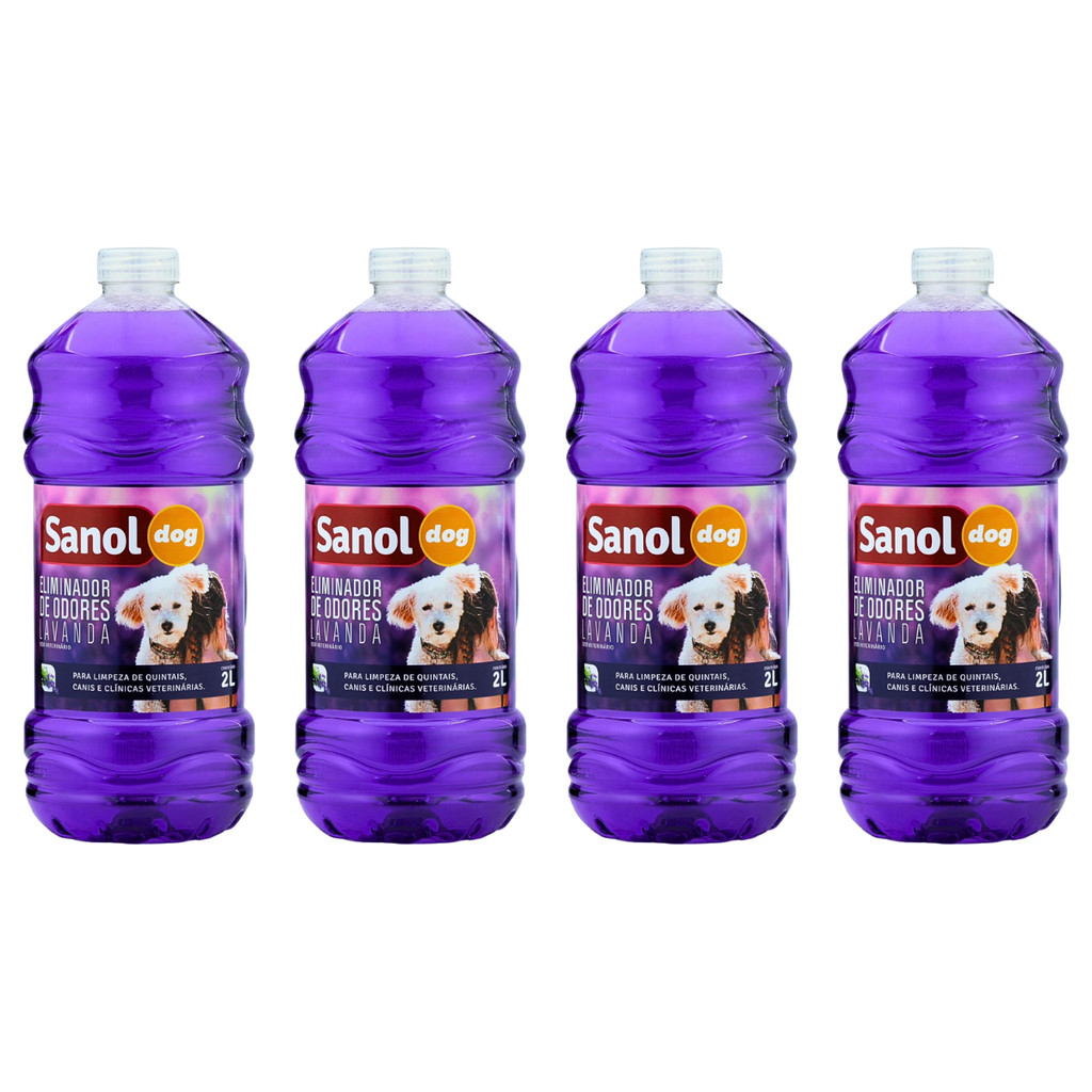 KIT COM 4 SANOL DOG ELIMINADOR DE ODORES LAVANDA 2L