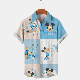 Disney Mickey Mouse Pato Donald Camisa Havaiana Masculina Casual Viagem Praia Lapela De Manga Curta Único Breasted Marca em Oferta na Shopee
