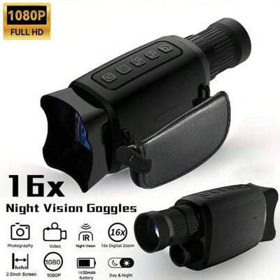 Monóculo Visão Noturna 1080p Alcance 800m Zoom Digital 16x Infravermelho Gravador Caça Binóculo