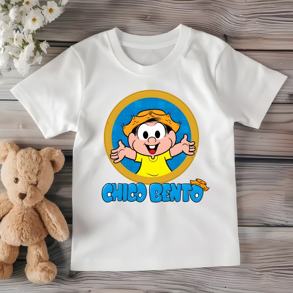 Camiseta Infantil Turma da Monica Chico Bento  Cascao Cebolinha algodão100%