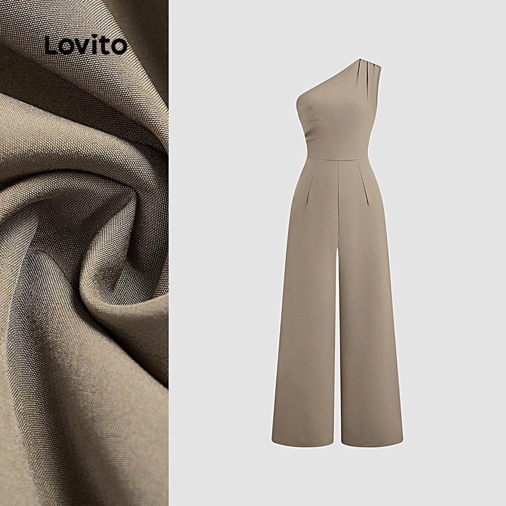 (New) Lovito Macacão Casual com Franzido para Primavera/verão para mulheres L143EDD558 em Oferta na Shopee