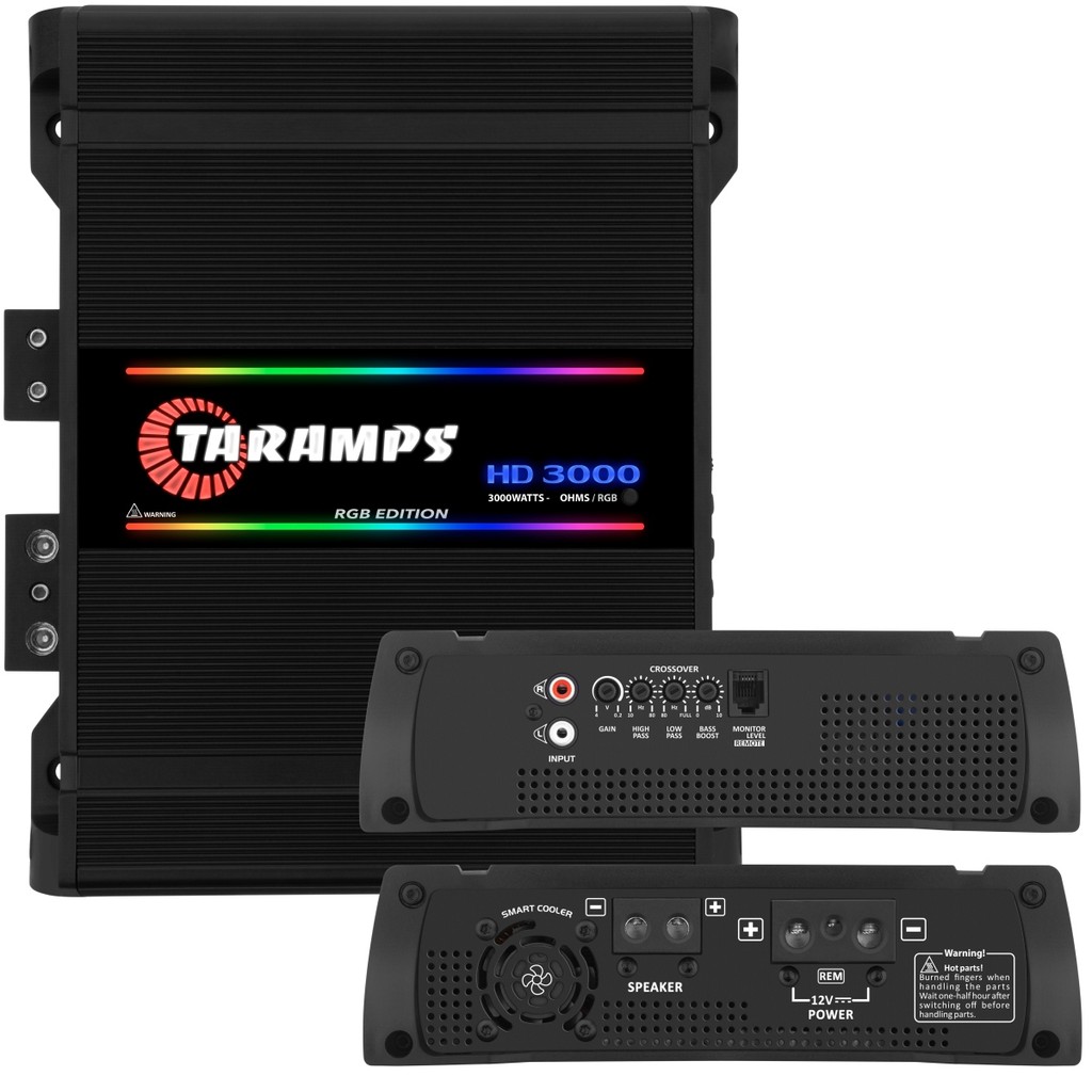 Módulo Amplificador Taramps HD 3000 RGB 3000W Rms 4 Ohms 1 Canal Preto