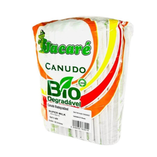 Canudo Biodegradável Super Milk Jacaré 21cm X 10mm 120 Unidades