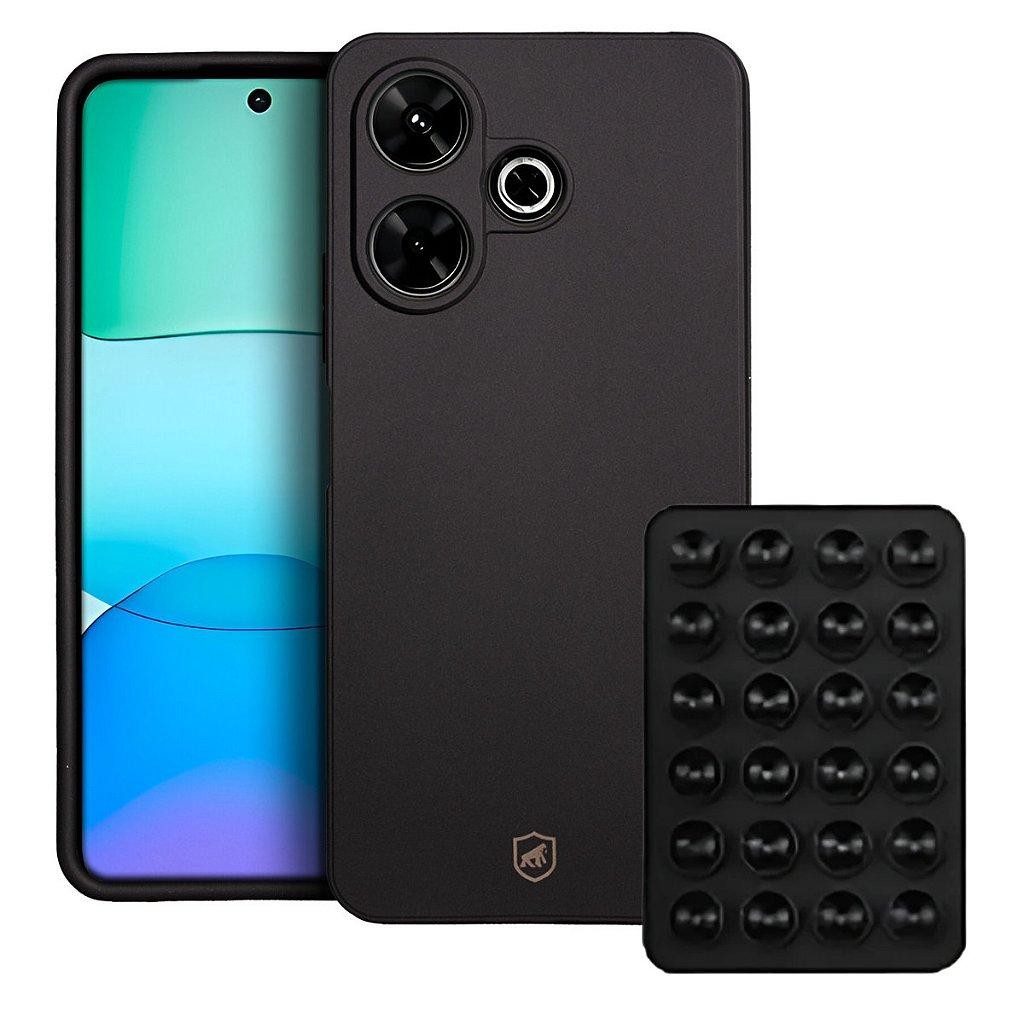 Kit Capa case capinha Silicon Veloz para Xiaomi Redmi 13 +  Ventosa Preta