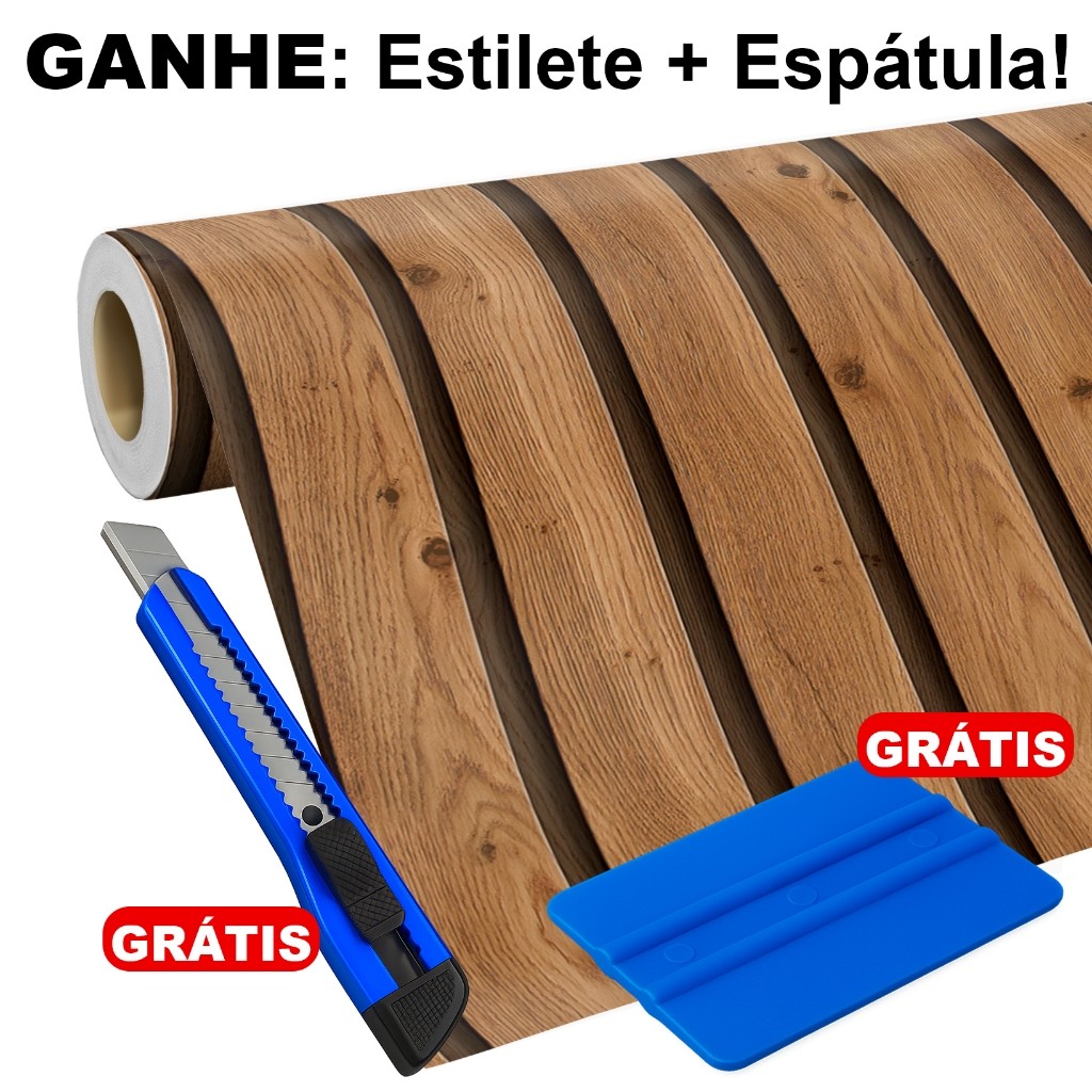 Achadinho Shopee! Adesivo Vinil Auto Colante Papel de Parede Ripado Marrom 5 Metros Lavável Sala