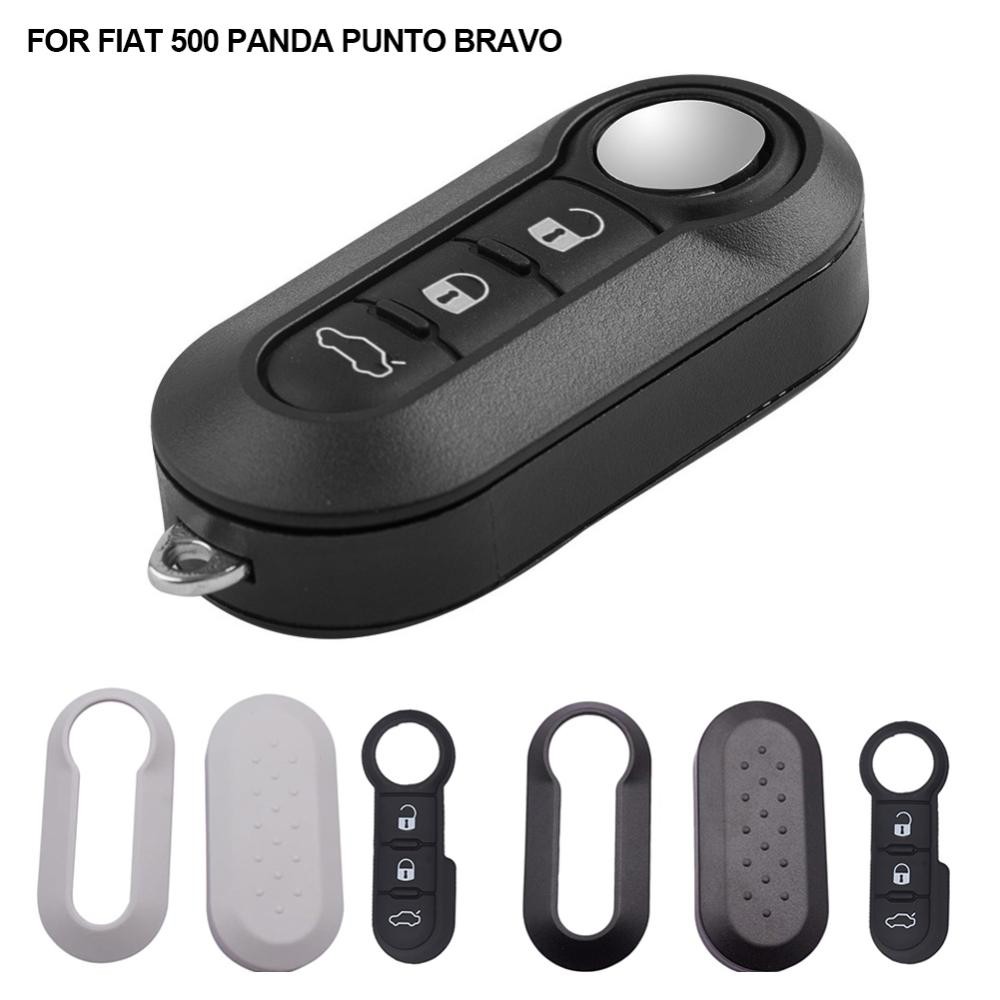 TKEY 3 Pçs/set 3 Botões Remoto Modificado Flip Sílica Chave Do Carro Shell Capa Lâmina Para Fiat 500 Panda Punto Bravo O