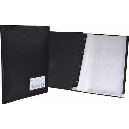 Pasta Catálogo 10 Envelopes Fina Preta ACP | Pasta Plástica Organizadora Escolar Escritório A4