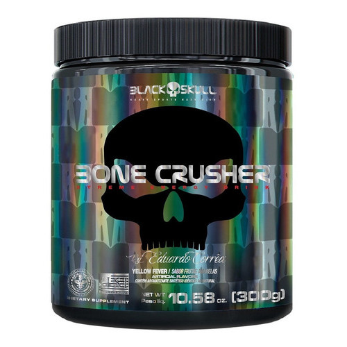Black Skull Pré Treino Creatina de Bone Crusher sabor frutas amarelas 300g