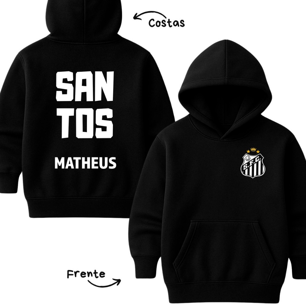 Moletom Canguru Com Capuz Futebol Time Peixe Blusa de Frio Santista Casaco Adulto Agasalho Masculino Feminino Unissex